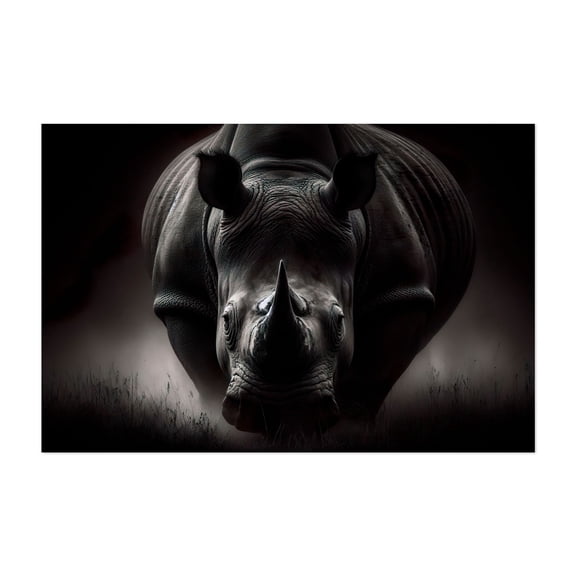 intense portrait of a rhino 03 - Photography Wildlife Animal Nature Moody Portrait Wilderness Unframed Wall Art Print 40 x 60 inches