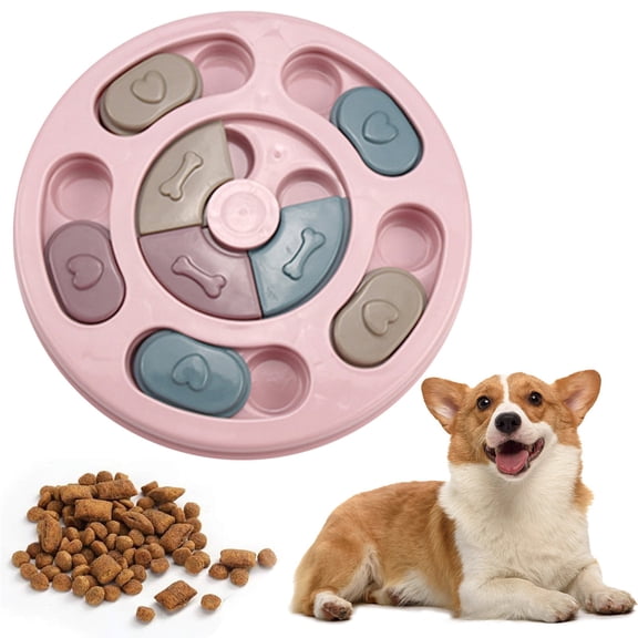 interactive Dog Puzzle Toys - Brain-Boosting IQ Training Slow Feeder, Mentally Stimulating Treat Dispenser for Small/Medium/Large Dogs, Durable Non-Toxic Non-Slip Bowl,Red