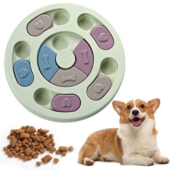 interactive Dog Puzzle Toys - Brain-Boosting IQ Training Slow Feeder, Mentally Stimulating Treat Dispenser for Small/Medium/Large Dogs, Durable Non-Toxic Non-Slip Bowl,Green