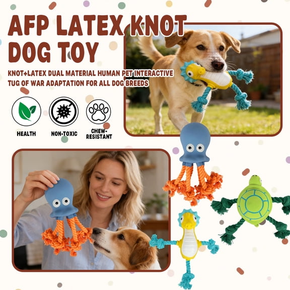 interactive Dog toy, Puppy Chew toys for Teething, Latex Octopus, Cotton Rope, Chew Proof Dog toy, Dog Teething toys, Knotted Tentacles, 1 Pc (164 Chars)