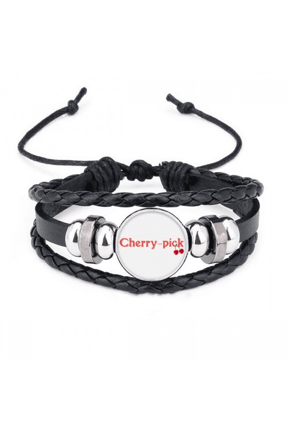 interesting catchword cherry pick bracelet braided leather woven wristband