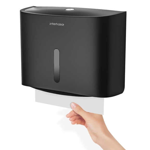 Interhasa Multi-Fold Paper Towel Dispenser Wall-Mounted for Home & Commerical,Black