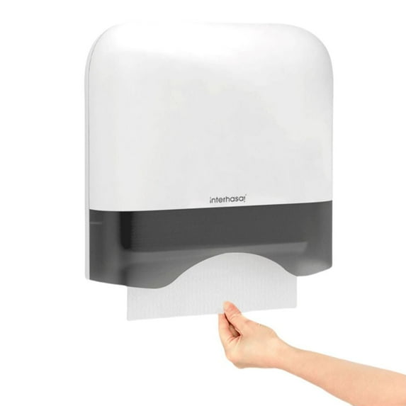 Interhasa! Manual Paper Towel Dispenser Commercial Wall Mount Tissue Dispenser Holder for Bathroom, 12''L x 3.82''W x 11.93''H , White