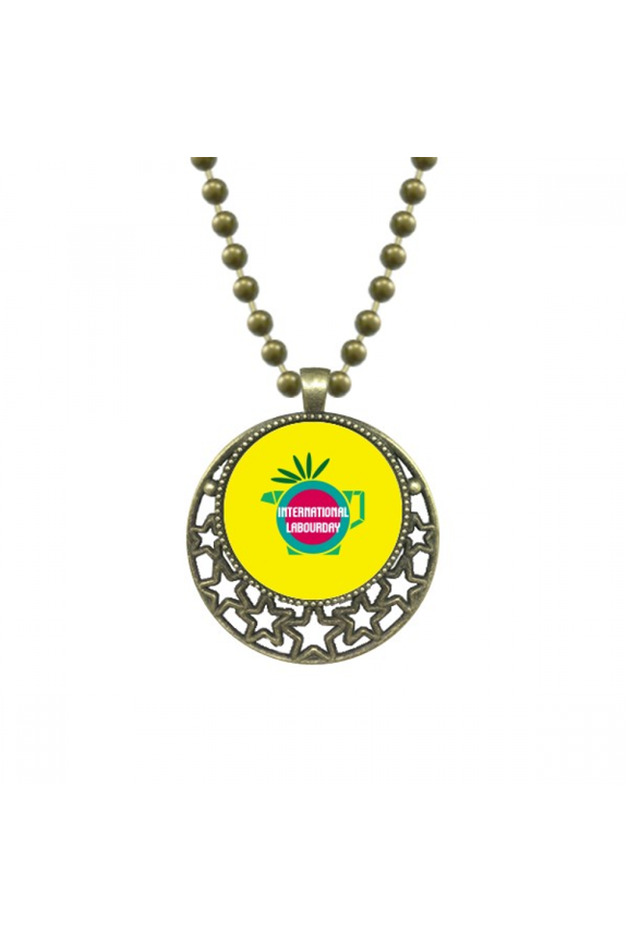 international labour day art deco fashion pendant star necklmoon chain jewelry