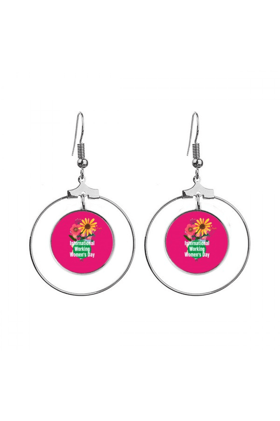 international working women day earrings dangle hoop jewelry drop circle