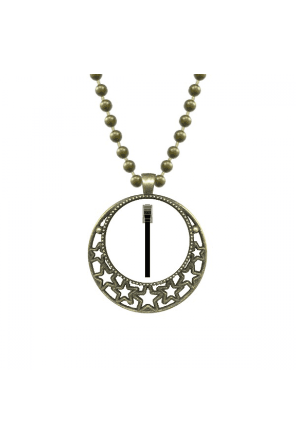 internet cable black plug pattern pendant star necklmoon chain jewelry