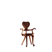 interoknack Artisan Heart Back Walnut Accent Chair, Artistic Solid Wood Designer Armchair, Retro Gaudi Style Modern Lounge Seating