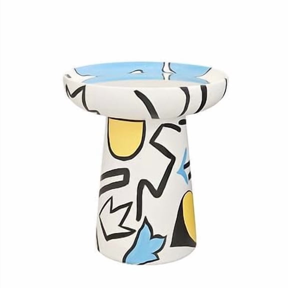 interoknack Hand Painted Pop Art Round Side Table, Glossy Lacquered Accent Table