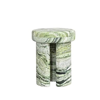 interoknack Luxury Green Marble Side Table, Round Pedestal Accent Table for Living Room, Bedroom, Sofa Corner