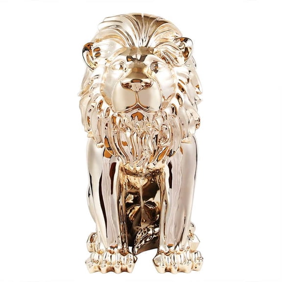 interoknack Luxury Rose Gold Lion Sculpture, Large Resin Art Statue for Living Room, Hotel, Entryway, or Club Decor (Rose Gold)