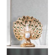 interoknack Luxury Rose Gold Peacock Sculpture, Resin Decorative Art for Living Room, TV Cabinet, or New Home Gift Silver