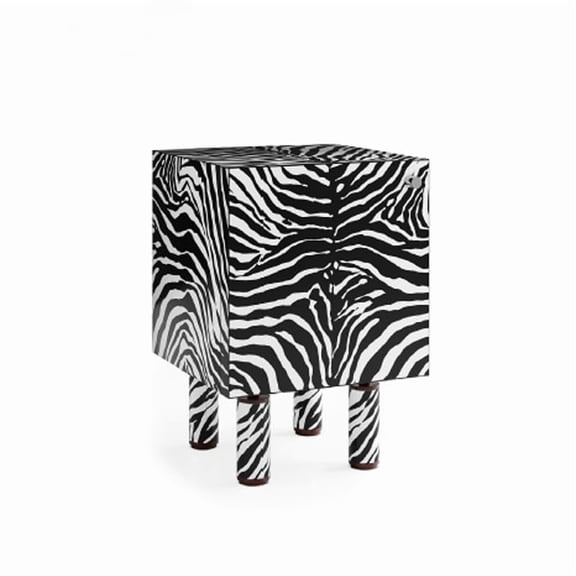 interoknack Luxury Zebra Print Accent Cabinet Modern Animal Pattern Storage Cabinet Decorative Side Table Organizer Contemporary Bedroom Cabinet for Living Room Hallway