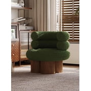 interoknack Marshmallow Cloud Accent Chair, Modern Boucle Cream Lounge Sofa, Designer Teddy Fleece Single Chair for Living Room Green