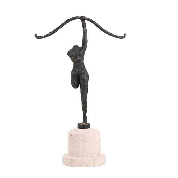 interoknack Modern Abstract Yoga Figure Sculpture, Artistic Minimalist Desktop Statue, Resin & Marble, Living Room or Table Accent