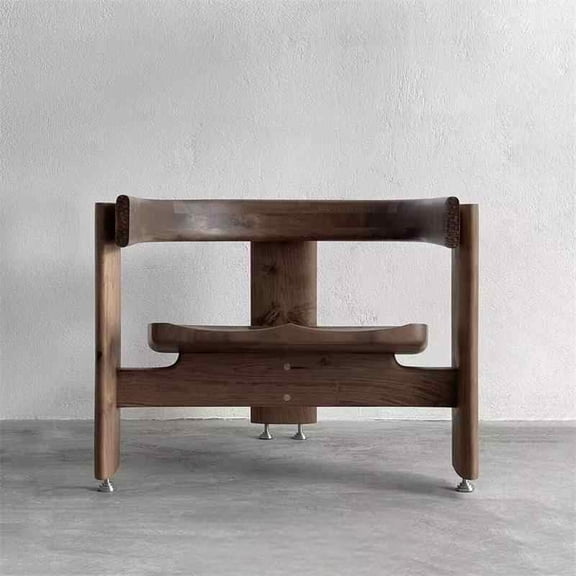 interoknack Vintage Solid Wood Sculptural Lounge Chair, Designer Single Sofa Armchair, Retro Accent for Living Room, Entryway & Creative Spaces