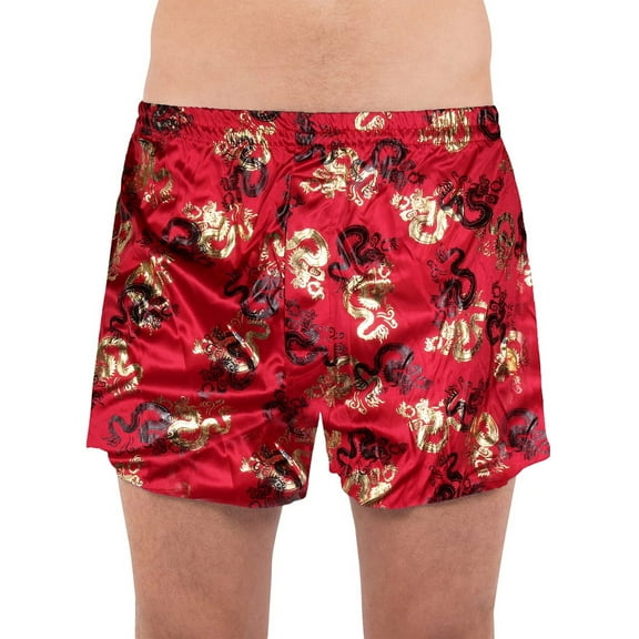 Intimo Mens' Metallic All-Over Graphic Print Dragon Boxer Short Underwear