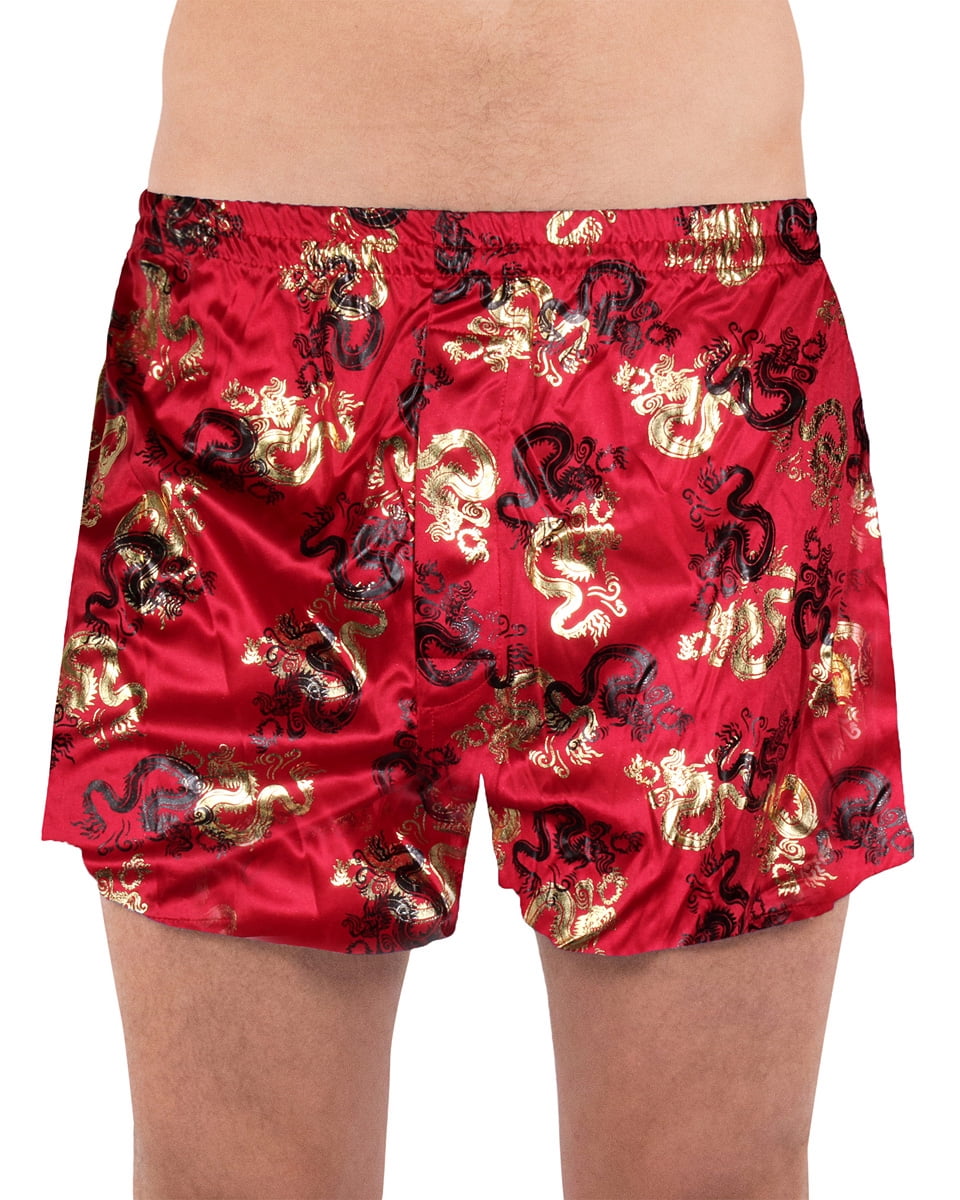 Intimo Mens' Metallic All-Over Graphic Print Dragon Boxer Short ...