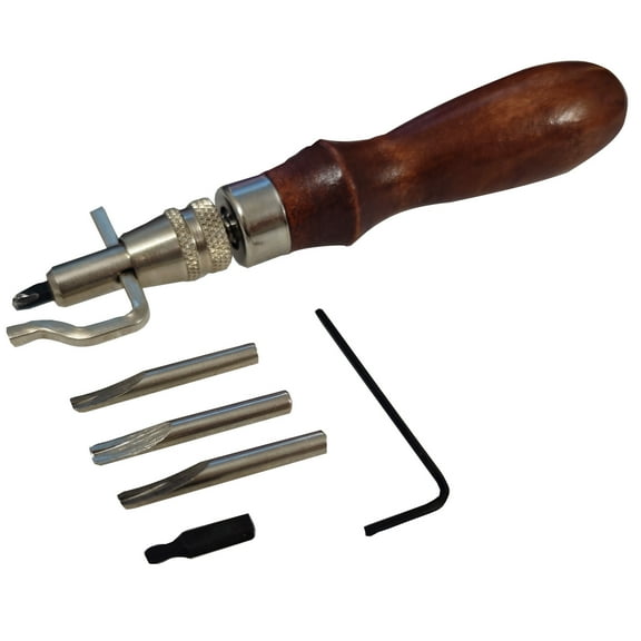 intsupermai Leather Stitching Tool Groover Set Wood and Steel