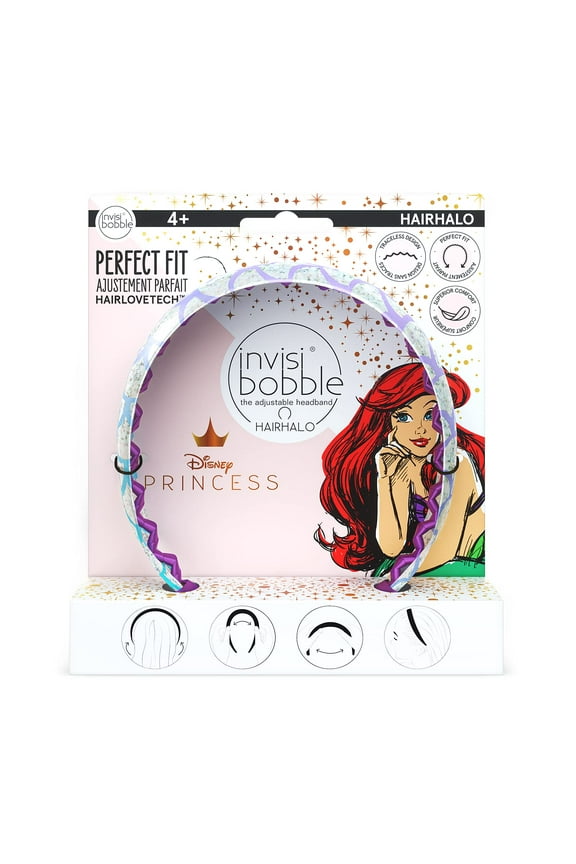 HairHalo The Adjustable Headband  Disney Princess Ariel - Hairbands Made for Everyone - Individually Adapted to the Shape of the Head and Worn All Day with No Pain or Uncomfortable Press