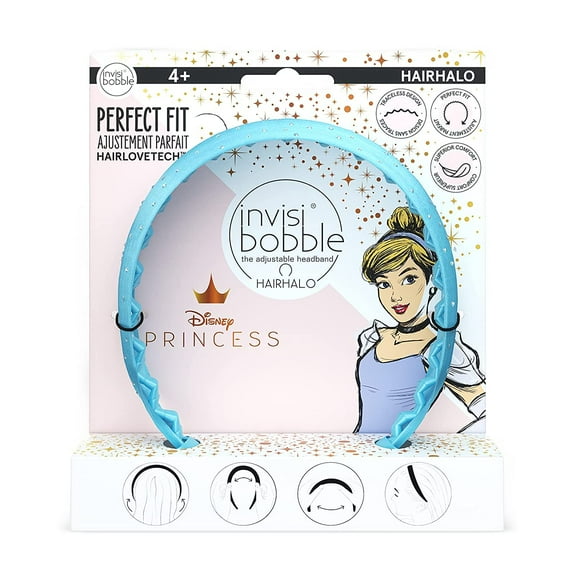 invisibobble HairHalo The Adjustable Headband  Disney Princess Cinderella - Hairbands Made for Everyone - Individually Adapted to the Shape of the Head and Worn All Day with No Pain or Uncomfortable