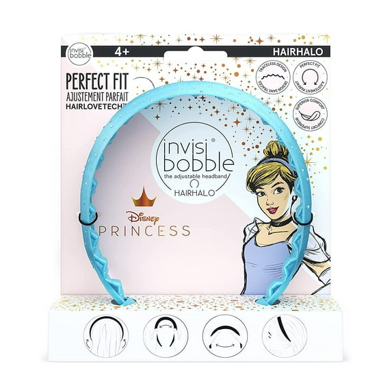 invisibobble HairHalo The Adjustable Headband Disney Princess Cinderella - Hairbands Made for Everyone - Individually Adapted to the Shape of the Head and Worn All Day with No Pain or Uncomfortable