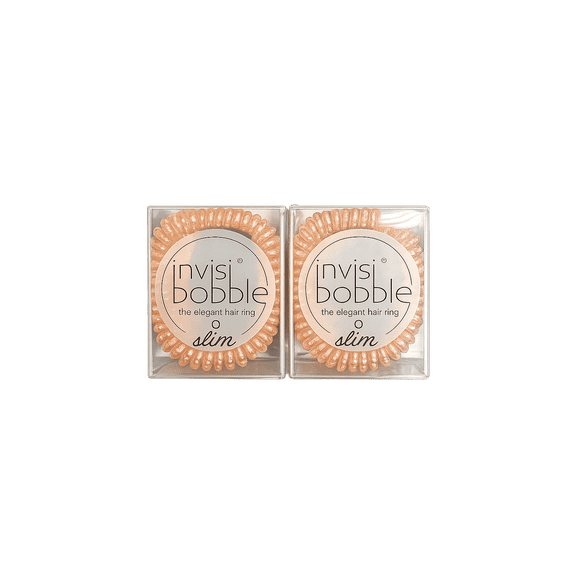 invisibobble SLIM Traceless Spiral Hair Ties - Bronze - Strong Elastic Grip Coil Hair Accessories for Women - No Kink Non Soaking - Gentle for Girls Teens and Thick Hair, 3 Count (Pack of 2)