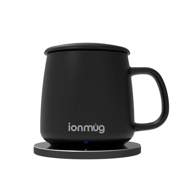ionMug and Charging Coaster – 12.8oz Heated Ceramic Coffee Mug with Wireless Charging Coaster
