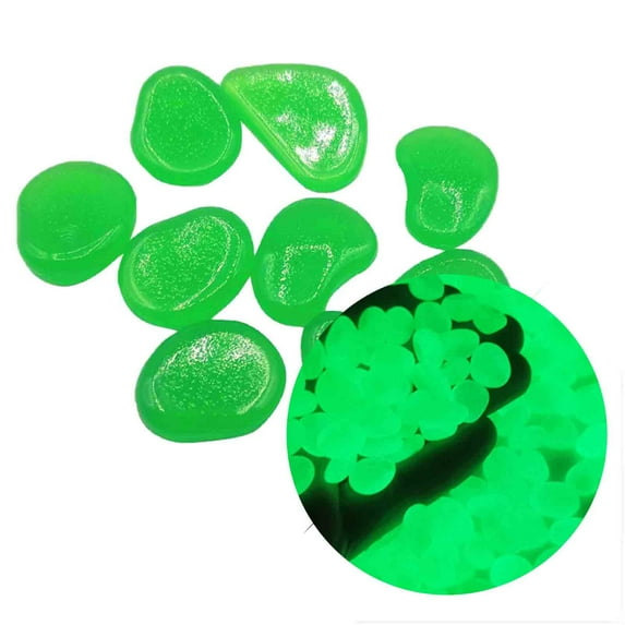 ionze 300PCS Glow in The Dark Stones Garden Pebbles Decor Luminous Stone for Walkways Yard Grass Decoration (Green)