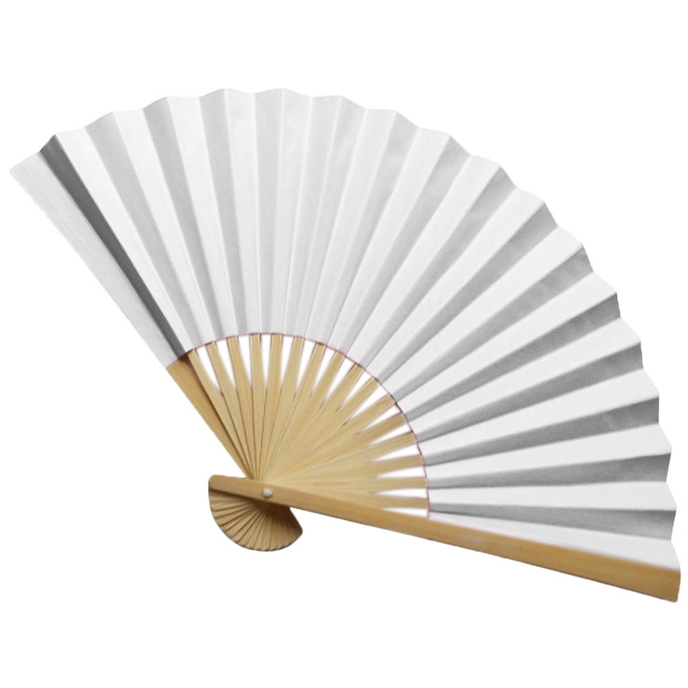 ionze Appliances Chinese Style Hand Held Fan Bamboo Paper Folding Fan Party Wedding Decor Fans （White）