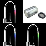 ionze Appliances Glow Color 3 Water Kitchen Glow Light Shower Faucet Temperature LED Sensor LED light LED light （Silver）
