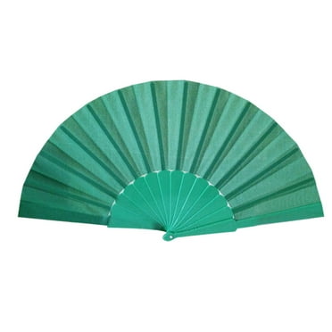 ionze Appliances Pattern Folding Dance Wedding Party Lace Silk Folding Hand Held Solid Color Fan Fans （Green）