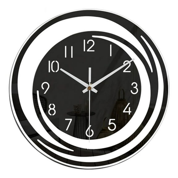 ionze Appliances Wall Clock 12 Inch Non Ticking Battery Operated Acrylic Clock for Bedroom Living Room Decor Clock (Black)