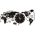 thumbnail image 1 of ionze Appliances World Map Wall Clock Home Bedroom Wall Personality Wall Clock Clock （Black）, 1 of 8
