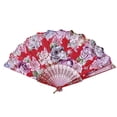 thumbnail image 1 of ionze Chinese Style Hand Fans Wooden Folding Fan Dance Party Silk Folding Hand Held Flower Fan (Red), 1 of 2