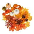 thumbnail image 1 of ionze Home Decor 120pcs Artificial Pumpkins Maple Leaves Set Thanksgiving Decorations Pumpkins with Pinecones and Maple Leaves for Har Vest Pumpkin Tables Centerpiece Fall Wedding Home Accessories, 1 of 9