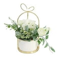 thumbnail image 1 of ionze Home Decor Artificial Flower with Vase White Silk Flower Arrangements In Pot Home Accessories （Beige）, 1 of 3