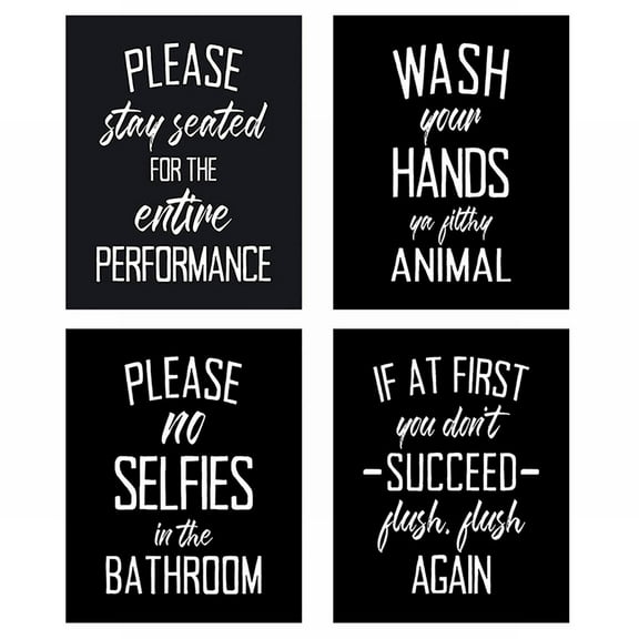 ionze Home Decor Funny Bathroom Hanging Picture English Slogan Canvas Core Bathroom Decoration Picture 4pc Home Accessories (MB)