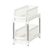 ionze Home Textiles 2 Tier Storage Cabinet Organizer White Organize Your Pantry Closet Bathroom Storage Area and More with These Portable 2 Tier Sliding Shelves. Home Textile Storage （White）