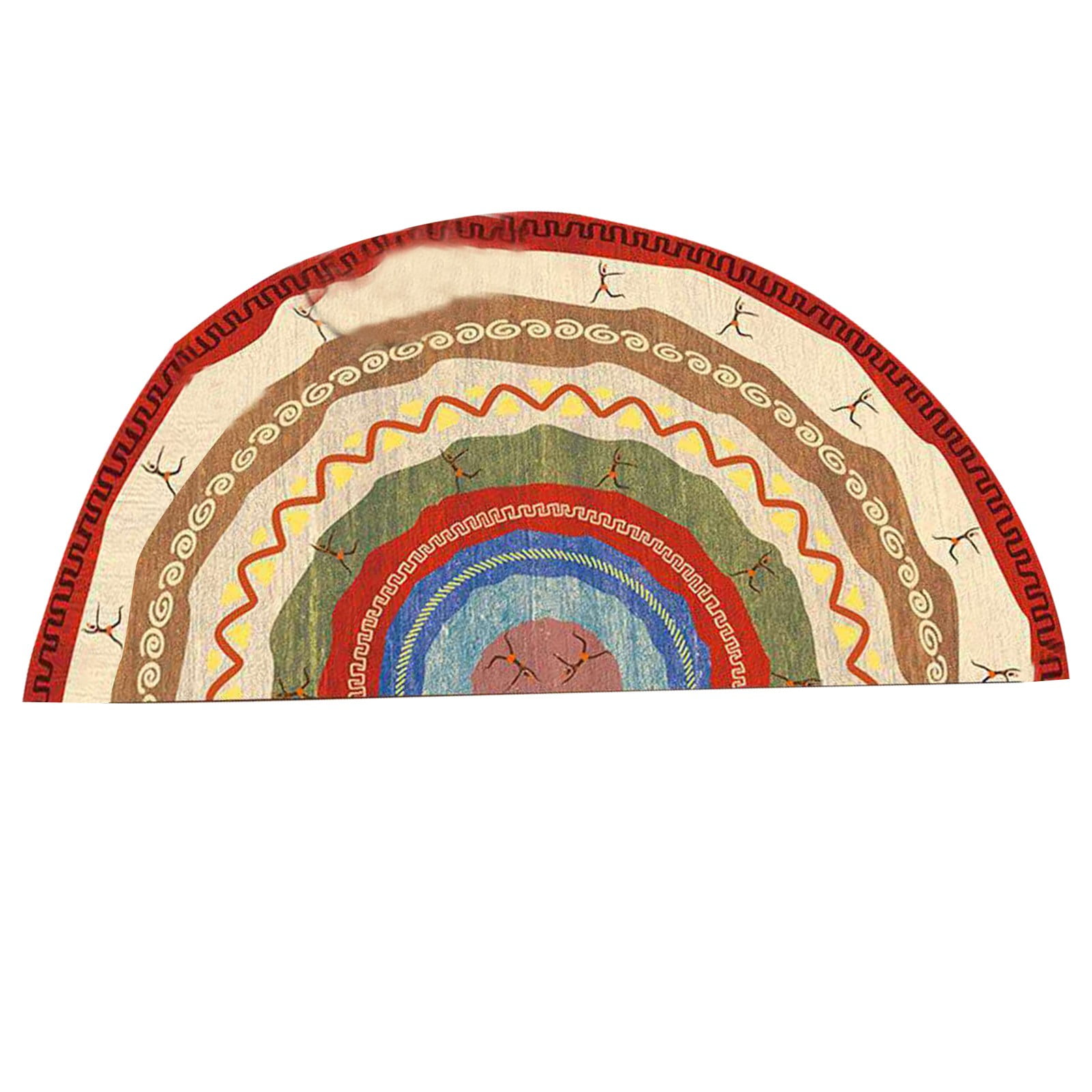 ionze Home Textiles Bohemian Wind Semi Circular Floor Mats Ethnic Wind
