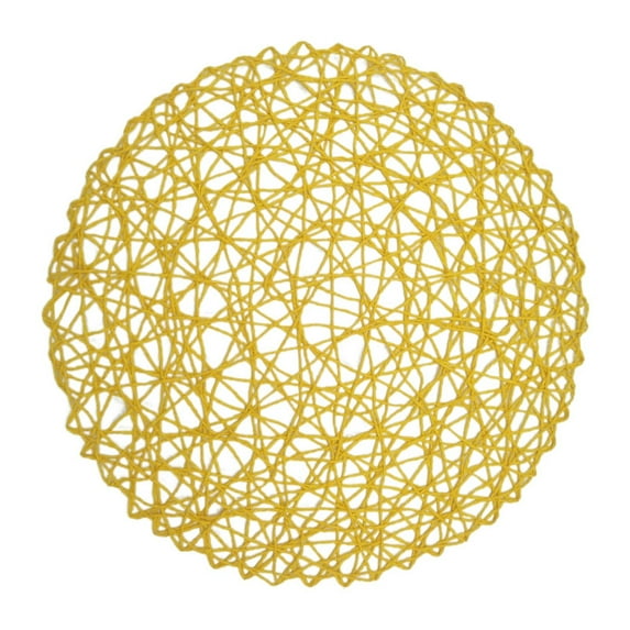 ionze Kitchen Tools 6 Pack Fine Paper Rope Messy Knitting Placemats Paper Placemats Restaurant Table Decoration DIY Props Background Plate Mat Round Table Place Mats Indoor Dining (Yellow)