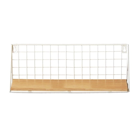 ionze Kitchen Tools Modern Wall Mounted Floating Shelf Display Home Decor Black Wire Metal Wood Wall Storage Organizer Shelves For Home Office Kitchen Accessories （White B）