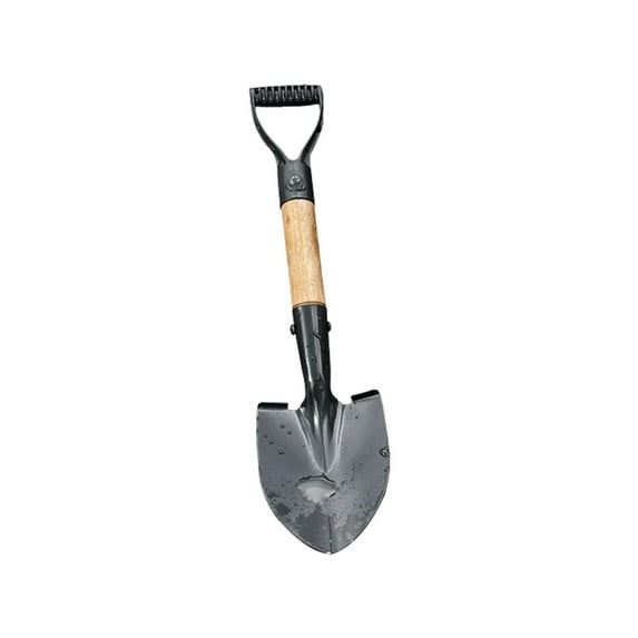 ionze Shovel for Digging, Round Anti Slip Small Shovel with Wooden D-Handle, Metal Garden Shovel (Black)