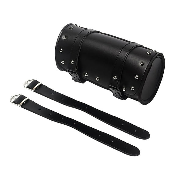 ionze Tools Motorcycle Handlebar Bag Saddlebags PU Leather Handmade Motorcycle Fork Bag Roll Durable Storage Tool Pouch with Straps for Men Women House Tools Set (Black)