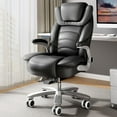 thumbnail image 1 of iooHug Big and Tall Office Chair 400lbs, Ergonomic Desk Chair with Lumbar Support, Flip-Up Arms, Faux Leather High Back Computer Chair for Home Office, Black, 1 of 7
