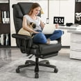 thumbnail image 1 of iooHug Big and Tall Office Chair with Footrest, Ergonomic Desk Chair 400 LBS, High Back Reclining Office Chair, Executive Computer Chair for Home Office, Black, 1 of 7