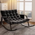 thumbnail image 1 of iooHug Grand patio Outdoor Rocking Chair, Oversized Papasan Rocking Chair 400 lbs, Modern Cozy Lounge Rocker Chair with Cushion for Balcony Porch, Patio, Living Room, Bedroom, Garden, Black, 1 of 7