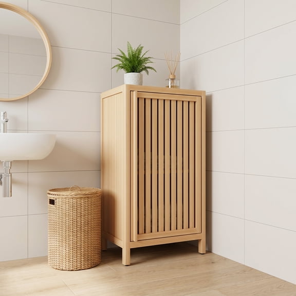 iooHug Independent bathroom bamboo storage cabinet, suitable for bathrooms, living rooms, bedrooms.Nature