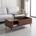 thumbnail image 1 of iooHug Lift Top Coffee Table, 39.37 Inch Mid‑Century Wood Grain Coffee Table with Hidden & Side Storage, Multi‑Functional Center Table for Living Room,Walnut, 1 of 7