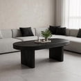 thumbnail image 1 of iooHug Mid‑Century Modern Oval Coffee Table,Solid Wood Veneer 47.24 Inch Cocktail Table for Living Room Home Office,Black, 1 of 7