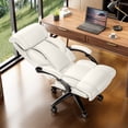 thumbnail image 1 of iooHug Reclining Executive Office Chair, Big and Tall Desk Chair with Wide Seat, High Back Ergonomic Computer Chair, Heavy Duty Faux Leather Recliner for Home Office, 400lbs, White, 1 of 7